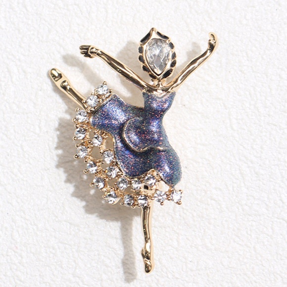 NEW Jeweled Ballerina Dancing Lady Brooch - Picture 2 of 3